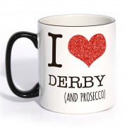 I heart & Prosecco Black Handle Mug